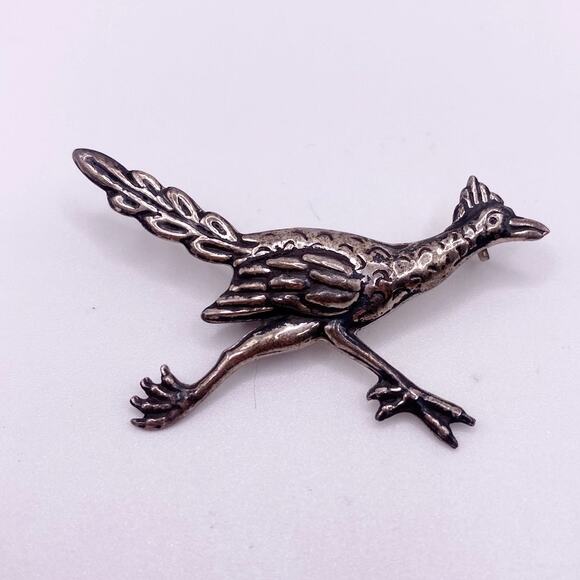 Taxco Hecho En Mexico Sterling Silver Roadrunner Brooch 2” - Picture 5 of 5